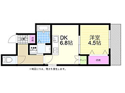 大阪市都島区中野町1丁目マンション 1DKの間取図画像