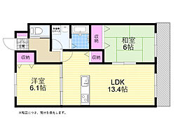 メゾン・ド・フルール 2LDKの間取図画像