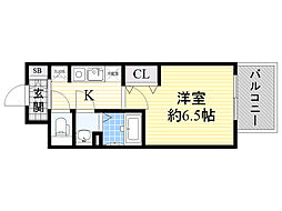 レシオス大阪城公園 1Kの間取図画像