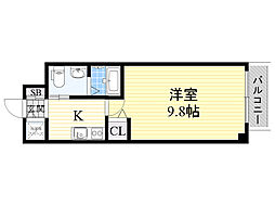 ガゼルコーヴ都島北通2 1Kの間取図画像