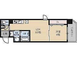 PARKHILLS都島縁 1LDKの間取図画像