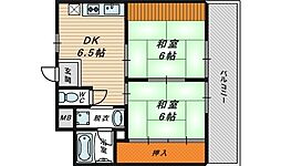 汎愛ハイツ 2DKの間取図画像