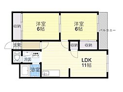 マンションエンゼル 3DKの間取図画像