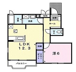 メイプルハウス 1LDKの間取図画像