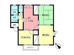 ドミール宮の下A 3DKの間取図画像