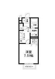 エクレール 1Kの間取図画像