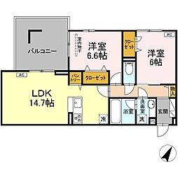 あざみ野ロイヤルハイツ 2LDKの間取図画像