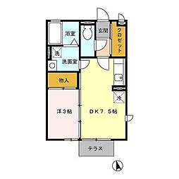 パルエクレール 1DKの間取図画像
