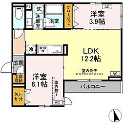 カルニュ 2LDKの間取図画像