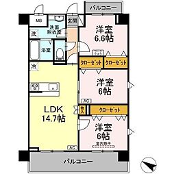 プラザ池尻1 3LDKの間取図画像