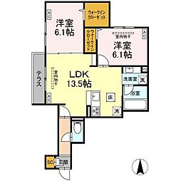 ブリューエン河原口0 2LDKの間取図画像