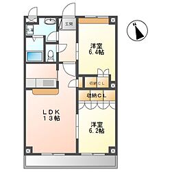 コンテント 2LDKの間取図画像