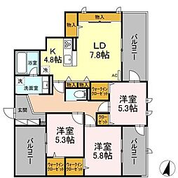 GraceCourtYAMATO 3LDKの間取図画像