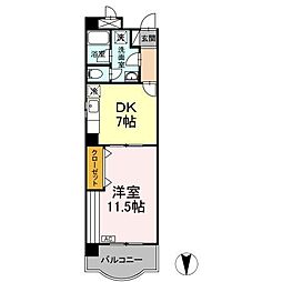 カラット中川 1DKの間取図画像