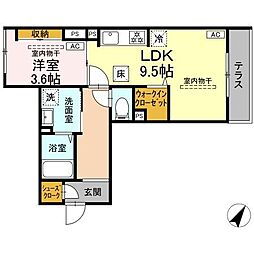 相模原市南区南台4丁目アパート 1LDKの間取図画像