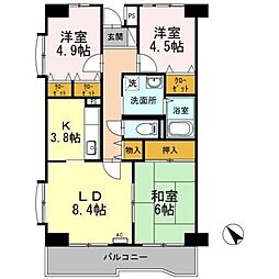 グローリー・ヒルズ2 3LDKの間取図画像