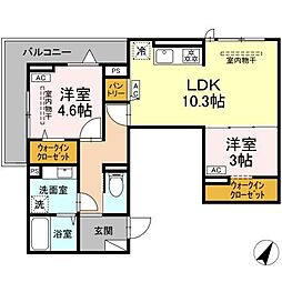トゥトゥアジュール 2LDKの間取図画像