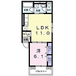 ジャンマーレMK 1LDKの間取図画像