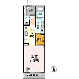 LUANA湘南 1Kの間取図画像