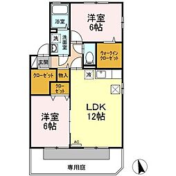 コンフォート湘南B棟 2LDKの間取図画像