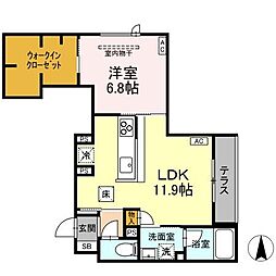 シャーメゾン大和東レジデンス 1LDKの間取図画像