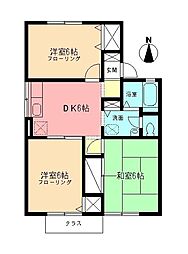 ガーデンシティ湘南2 3DKの間取図画像