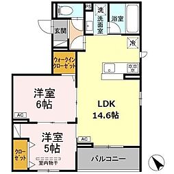 シャルムコート 2LDKの間取図画像