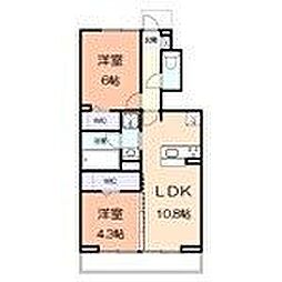 アジュールu 2LDKの間取図画像