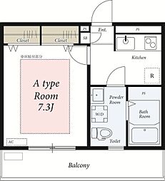 リブリ・代官町 1Kの間取図画像