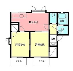 パストラルハイムA 2DKの間取図画像