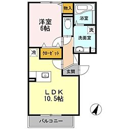 ウェルデンス東林間 1LDKの間取図画像