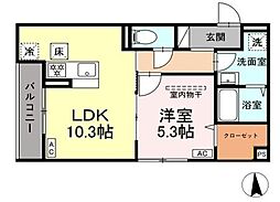 江リシア泉町 1LDKの間取図画像