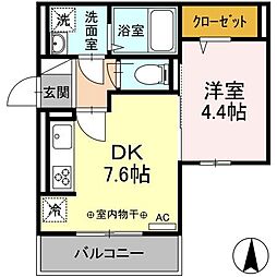 ヴィクトワール 1DKの間取図画像