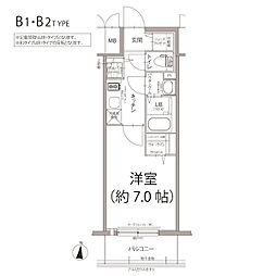 エスリード栄ラ・ヴィ 1Kの間取図画像