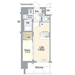 エスプレイス名古屋神宮 1LDKの間取図画像