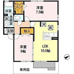 プリーズ淡路B棟 2LDKの間取図画像