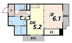 パルステージ武庫之荘 1DKの間取図画像