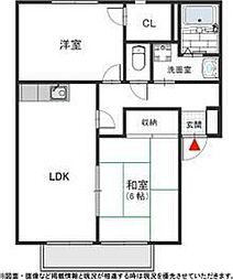 エトワール野間 2LDKの間取図画像