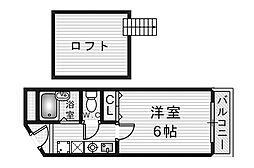 ドリームコート伊丹 1Kの間取図画像