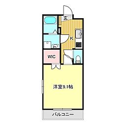 カーサカリーノ御殿場 1Kの間取図画像