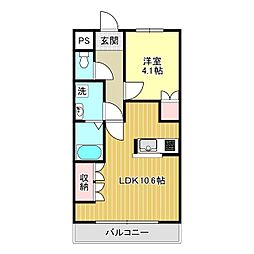 ヒールコート沢田 1LDKの間取図画像