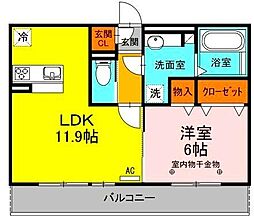 アンソレイエ自由ケ丘 1LDKの間取図画像