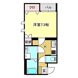 フレード高島町 1Kの間取図画像