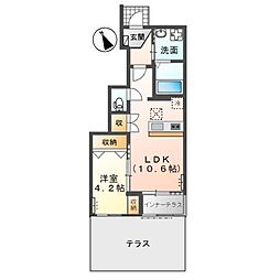 カーサ・デ・アモール 1LDKの間取図画像