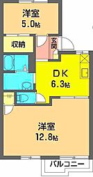 ボンファミール 2DKの間取図画像