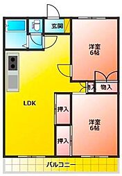 メゾンおおたけ 2LDKの間取図画像