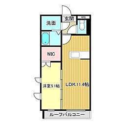 フェリスタ西条町 1LDKの間取図画像