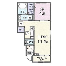 ル・シャンS 1LDKの間取図画像
