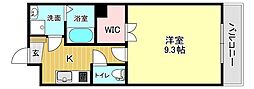 ヴィガラス9 1Kの間取図画像