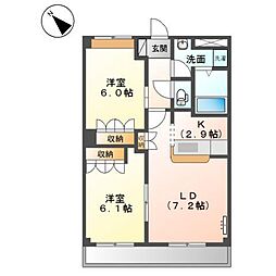 ドリームライナー 2LDKの間取図画像